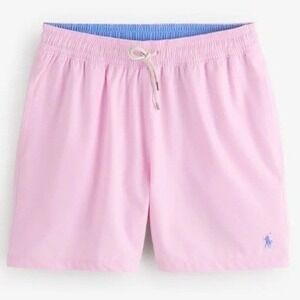 Polo Ralph Lauren Mens 2XLB Pastel Pink Swim Trunks Board Shorts Blue Pony NWT